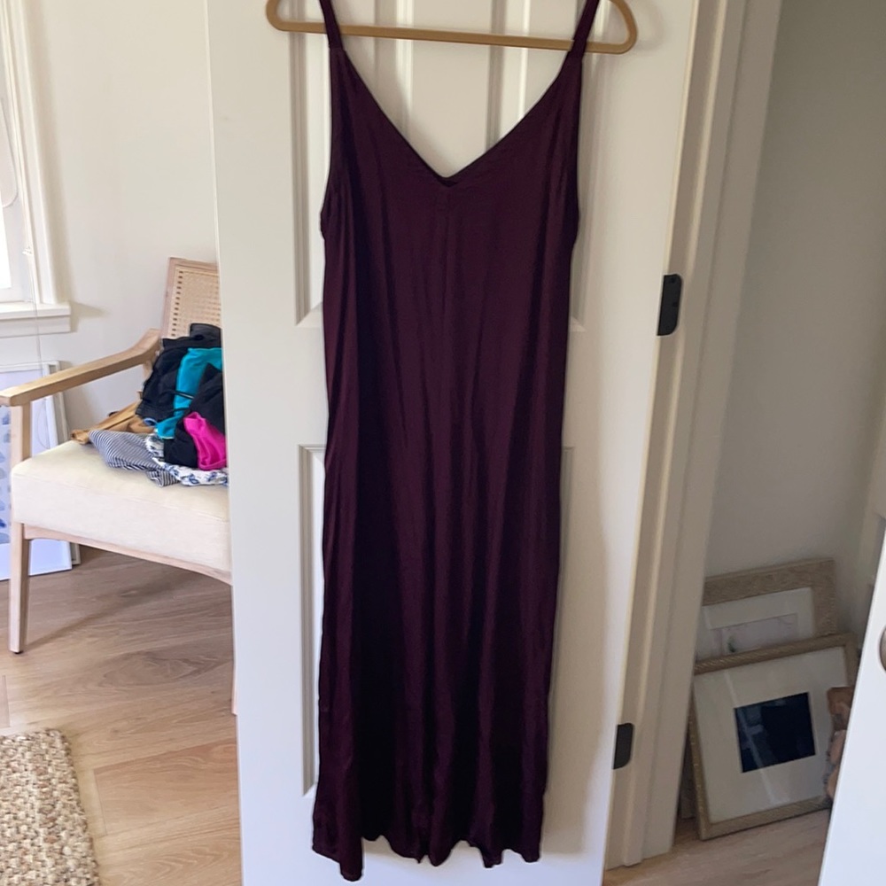 Anthropologie silk jumpsuit in maroon